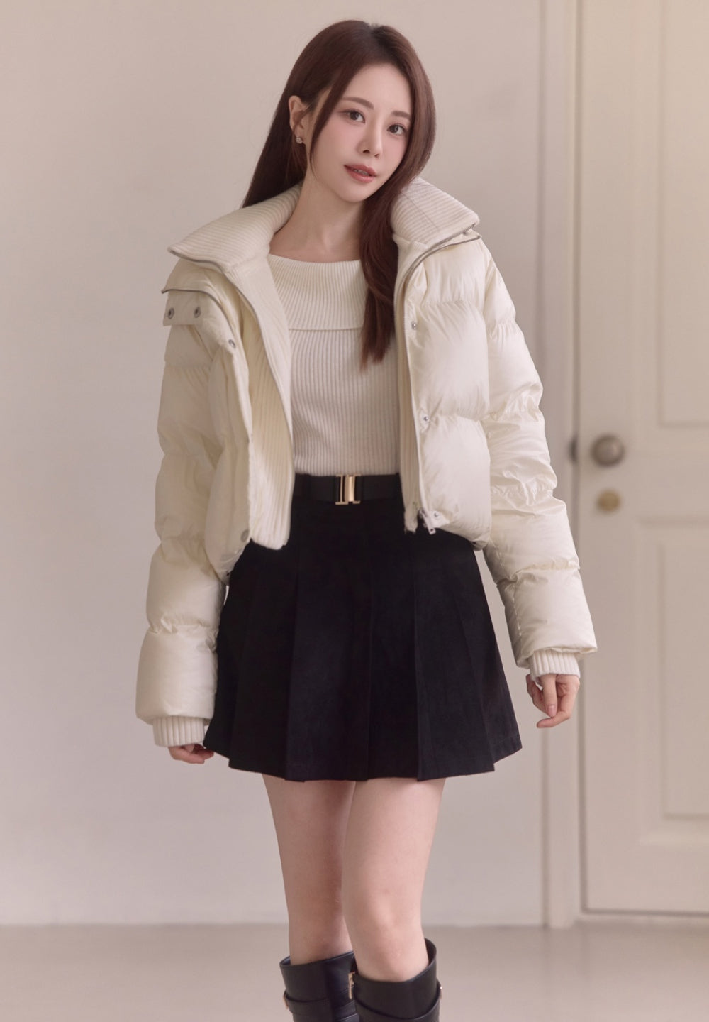 Detachable Knit Collar Short Puffer – Loar US