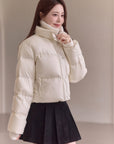 Detachable Knit Collar Short Puffer