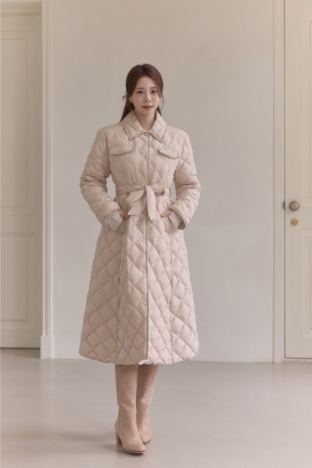 Diamond Quilting Padded Coat