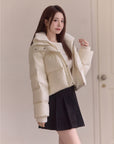 Detachable Knit Collar Short Puffer