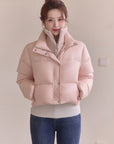 Detachable Knit Collar Short Puffer