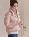 Detachable Knit Collar Short Puffer