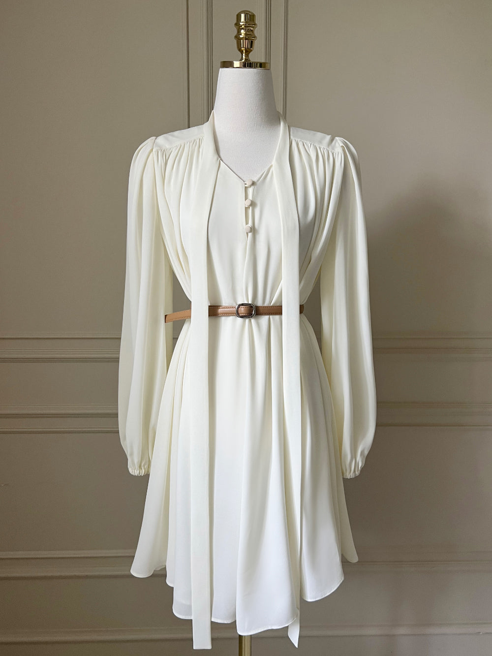 Shirred Belted Dress