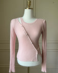 Diagonal Heart-button knit