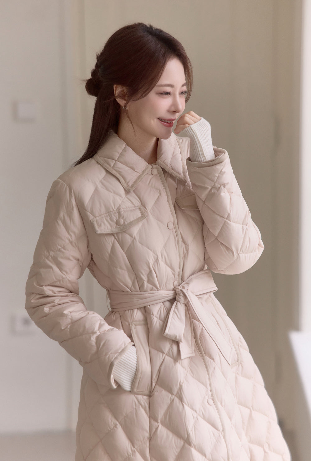 Diamond Quilting Padded Coat