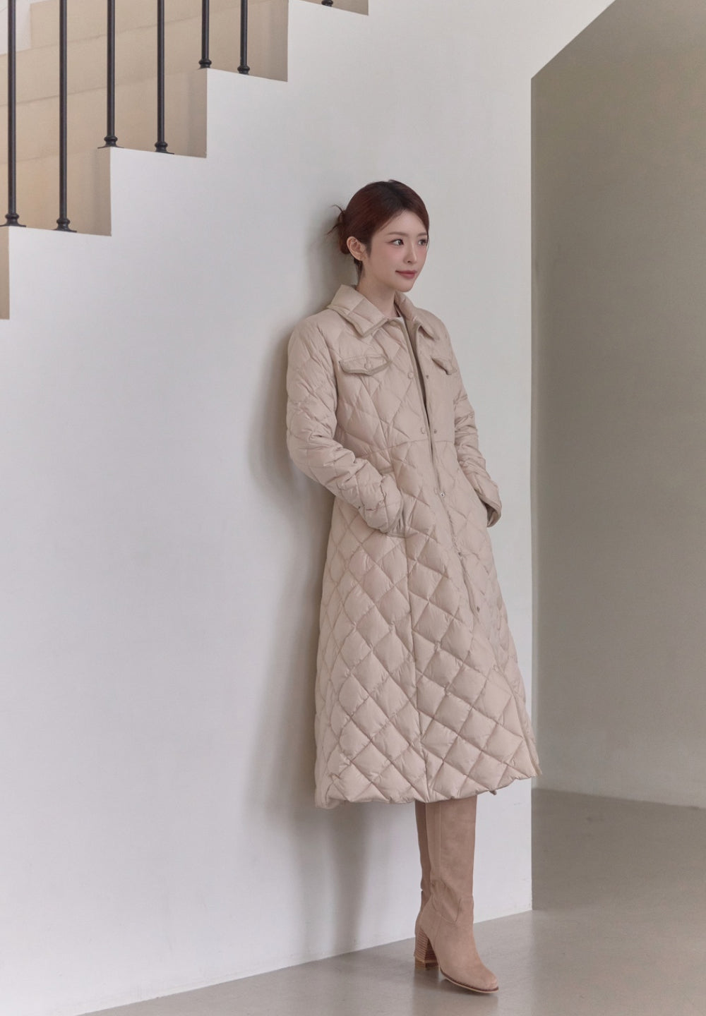 Diamond Quilting Padded Coat