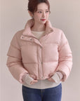 Detachable Knit Collar Short Puffer