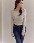 Soft Angora Off-Shoulder knitwear