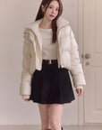 Detachable Knit Collar Short Puffer