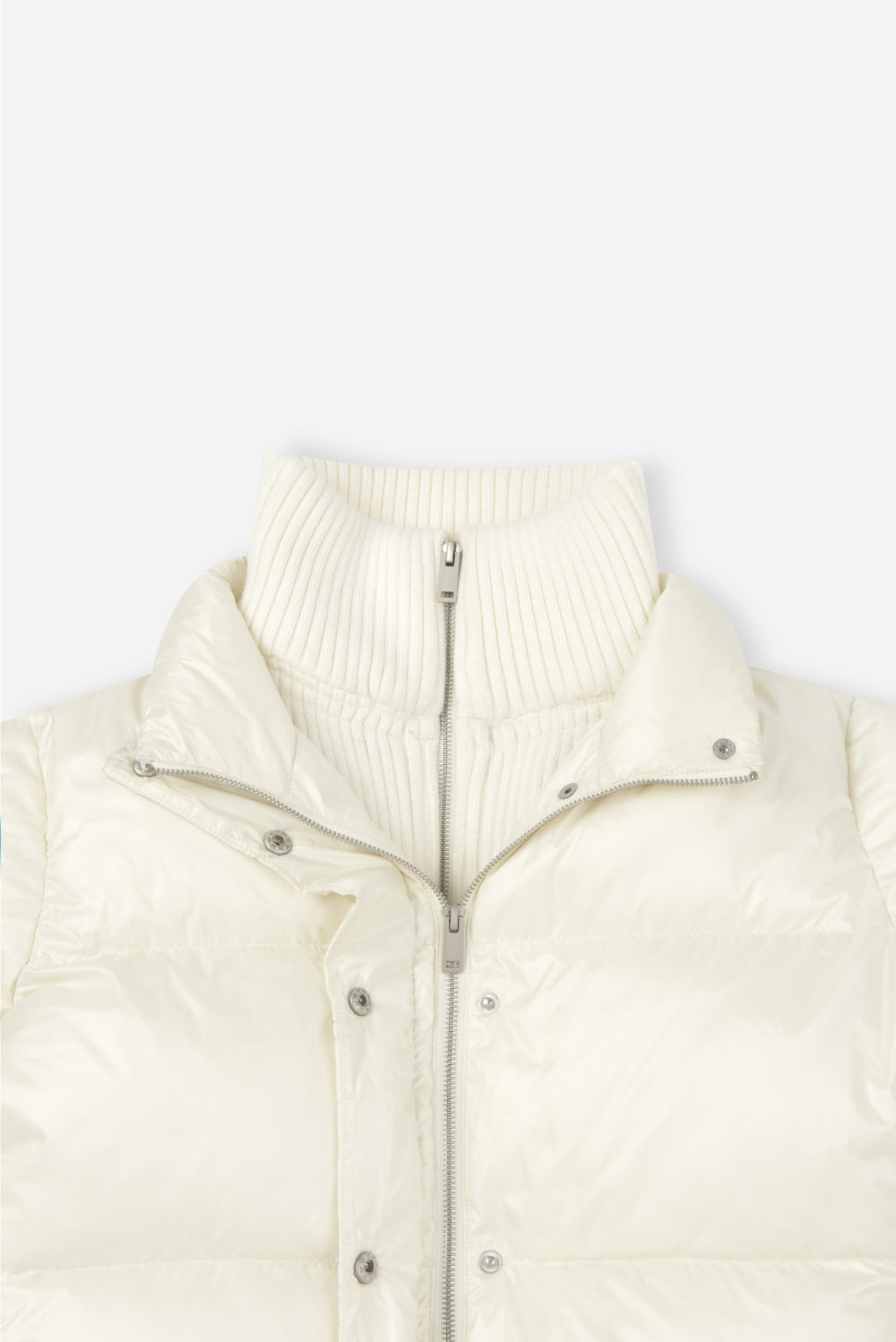 Detachable Knit Collar Short Puffer