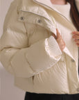 Detachable Knit Collar Short Puffer