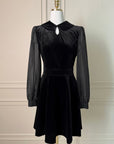 Swing Brooch Velvet Dress