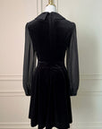 Swing Brooch Velvet Dress