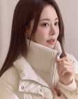 Detachable Knit Collar Short Puffer