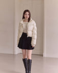 Detachable Knit Collar Short Puffer