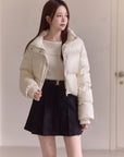 Detachable Knit Collar Short Puffer