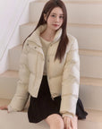 Detachable Knit Collar Short Puffer