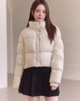 Detachable Knit Collar Short Puffer