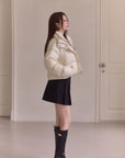 Detachable Knit Collar Short Puffer