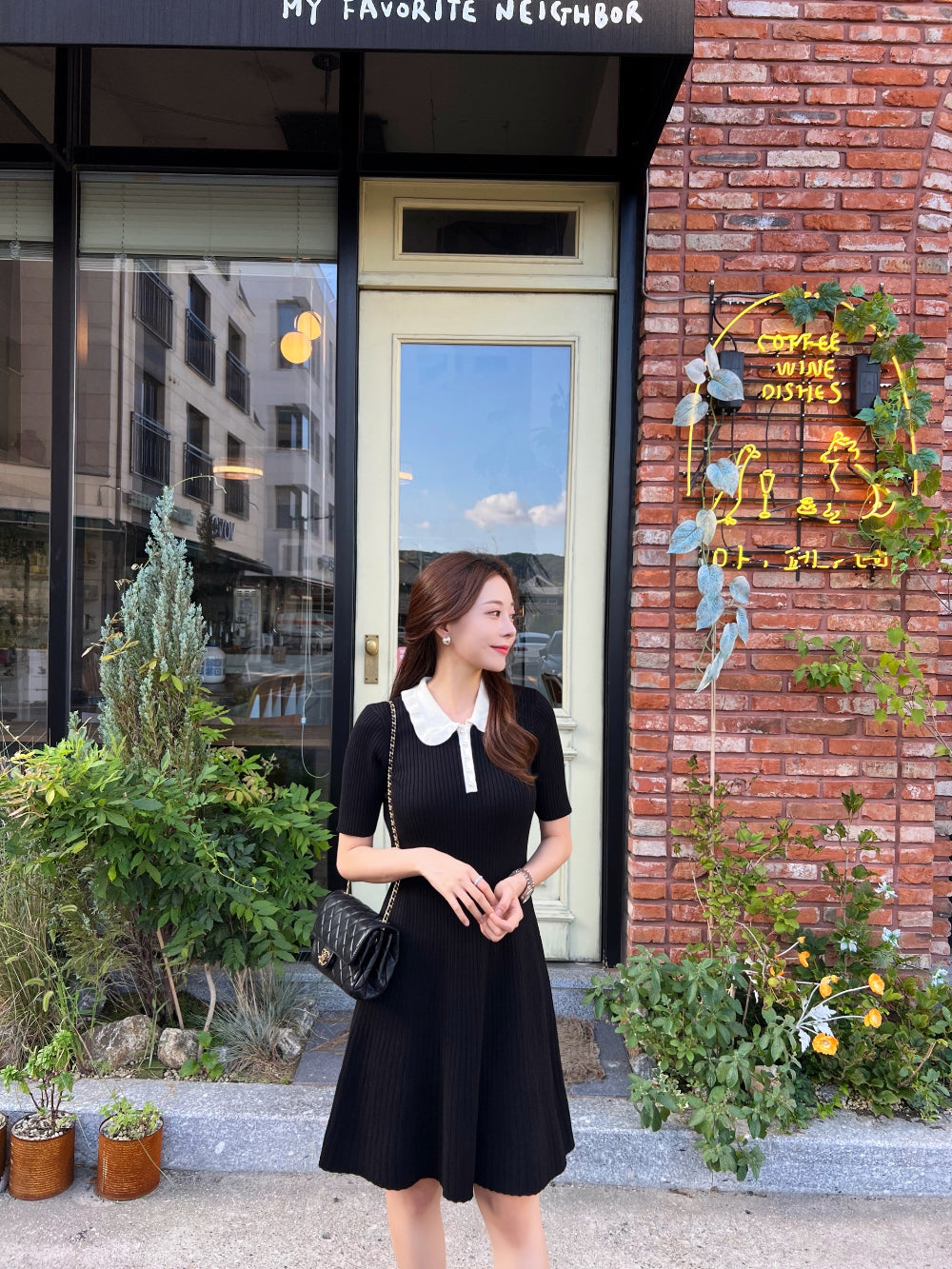 knit pearl dress Pearl Dress in Black