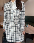 Premium Tweed Check-Pattern Dress