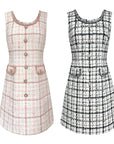 Premium Tweed Check-Pattern Dress