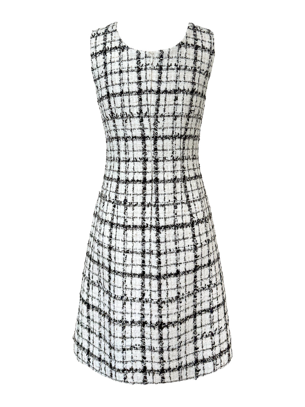 Premium Tweed Check-Pattern Dress