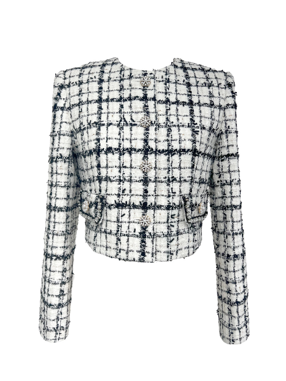 Premium Tweed Check-Pattern Jacket