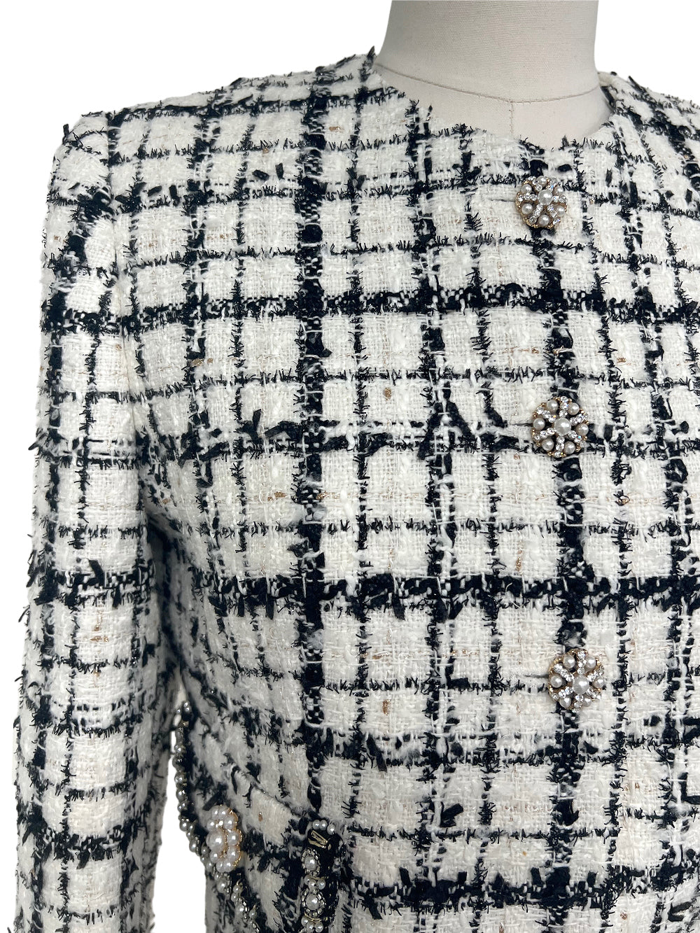 Premium Tweed Check-Pattern Jacket